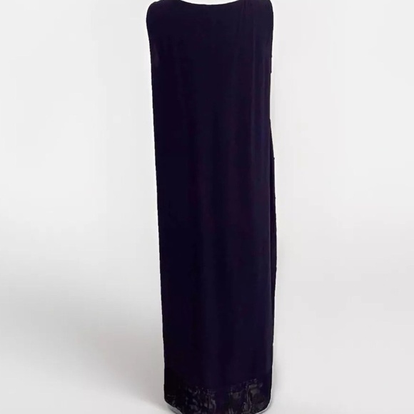 Eileen Fisher Navy Blue Scoop Neck Silk Sheathe Dress with Matching Jacket Sz M - Picture 7 of 15